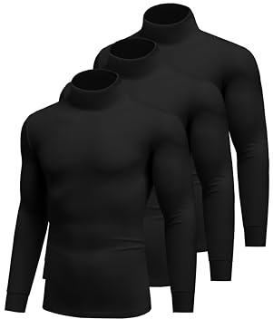 Ekouaer Maglia Termiche da Uomo Invernale Biancheria Intimo Termica a Maniche Lunghe a Collo Alto Nero*3 S