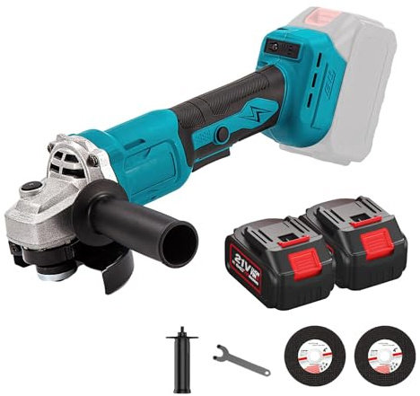 Meuleuse d'angle sans fil pour Makita 18 V, 125 mm, moteur sans balais Akkuflex, batterie Flex avec 2 batteries et chargeur, 2 disques à tronçonner, 1300 tr/min, pour coupe, élimination de la rouille
