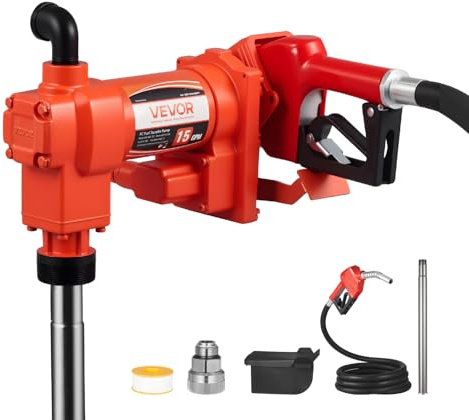 VEVOR Pompa Elettrica di Trasferimento Carburante 230 V, 57 L/min, Altezza di Aspirazione Max. 2,4 m, con Ugello Carburante, Spegnimento Automatico, Tubo di Scarico, Kit ad Alta Portata per Benzina