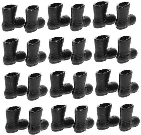 HIAKDOFT 50 Stück Mini -Schuhe Miniatur Szene schick süße Puppenschuhe Weihnachten Form Mini-Schuhe Stiefel Minischuhe dekorative Minischuhe Plastik Schwarz