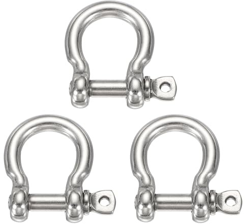 sourcing map 3 grilletes de arco de acero inoxidable, 16 mm, grilletes de tornillo grandes para barco, velero, cadena, cierre de aparejo, joyería de paracaídas, aparejos marinos, tono plateado