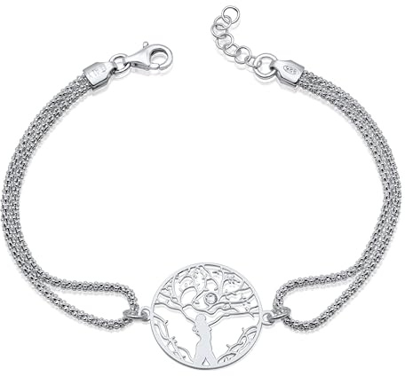 AKA Gioielli® - Bracelet Arbre de Vie Argent 925, Bracelet avec Arbre de Vie en Argent 925, Cadeau pour Femme et Fille - longueur réglable