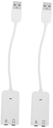 FIXOSHEE 2pcs USB External Sound Card Adapter with Independent Chip Noise-reducing Channel Audio for Laptop and Desktop Plug and Play with Microphone Input and Headphone Output