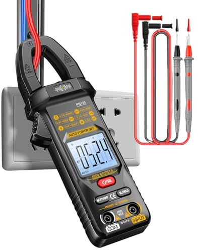 Pinza Amperimétrica Digital | Probador de CA Preciso 4000 Cuentas | Medidor de Pinza Digital sin Contacto para Corriente Voltaje CA CC Eléctrica - Medición DC AC para Hogar e Industrial