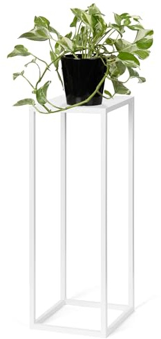 LAMO Manufaktur Blumenständer Weiß aus Metall 68 cm | Pflanzensäule für Innenräume - Wohnzimmer, Schlafzimmer | Hoher Blumenständer zur Hochzeit, Sockel für Skulpturen und Deko, Pflanzen Metallständer