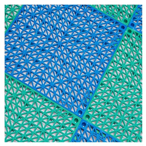 Revêtement Sol Plastique Résistant aux Températures Élevées Tapis Drainage Emboîtable Piscine Caillebotis Douche Convient Cuisines D'hôtel(Green-blue,48pieces)