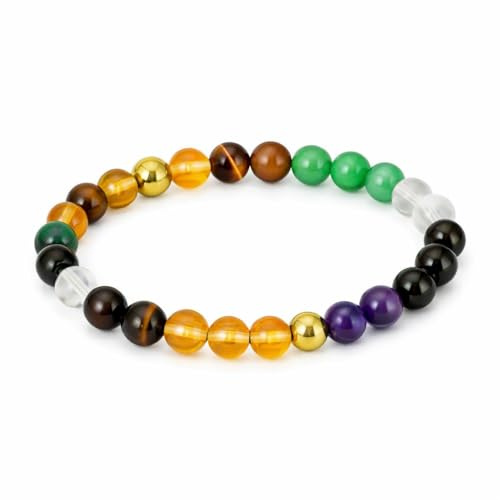 HOME GENIE Handgjorda money magnetarmband | flerfärgade naturliga ädelstenspärlor för välstånd och vardagsbruk