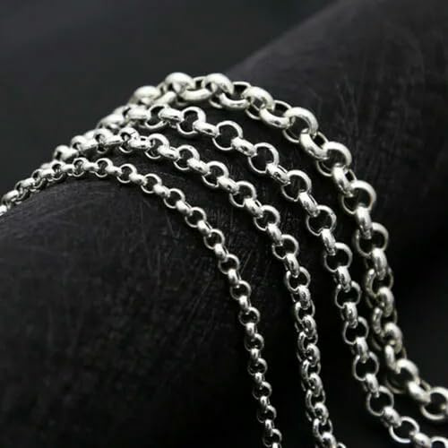 Kedja för kvinnor män Silverhalsband 16-30tum