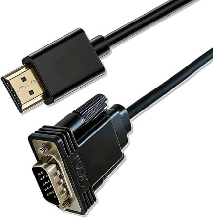 JinRuiCPeng Cable Adaptador Vga a HDMI, 1,8 M, Convertidor Activo HDMI a Vga con Chip, Full HD 1080p, HDMI Macho a Vga Macho para Pc, Portátil, Monitor, Proyector Y Proyector