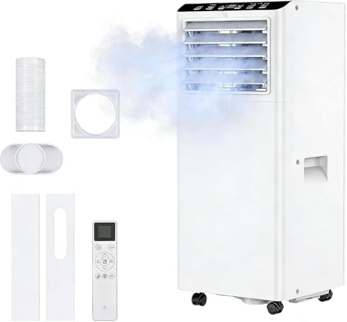 7000 BTU Portable Air Conditioner 4-in-1, Smart Control & Quiet Cooling, Dehumidifier, Fan, Sleep Mode for Rooms Up to 400 Sq. ft, 24H Timer, for Home Office, Window Venting Kit & Remote