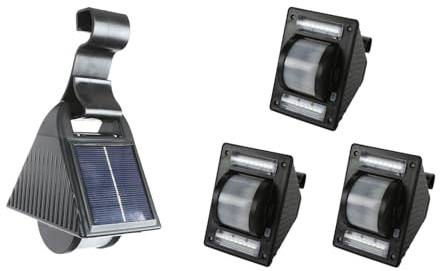 Solar Dachrinnenleuchten 3er Set LED Zaunleuchten Garten Außen Solarlicht | BURI, Solarbetrieb, Helligkeitssensor, wetterfest, Dachrinne, Terrasse, Balkon, energiesparend, Außenbeleuchtung
