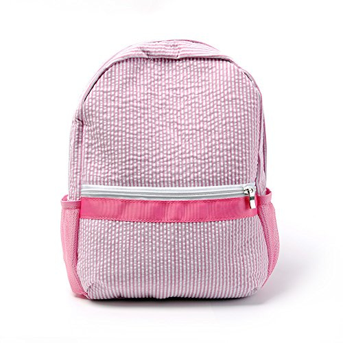 Toddler Backpack, Seersucker Small Kids Backpack, Classic Mini Preppy School Preschool Kindergarten Children Bag 12H x 9.5W for 2-5 Years (Pink)