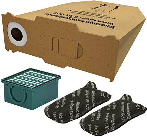 Kenekos - 10 Staubsaugerbeutel + Filterset kompatibel mit Vorwerk Kobold VK130 VK131 VK131SC VK 130 VK131 VL 131 SC, inkl. 1 Hepafilter, 2 Aktivkohlefilter für Staubsauger