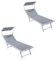 XONE Coppia Lettini Sdraio Spiaggia Pro 2 posizioni colore grigio melange + prendisole regolabile per spiaggia, stabilimento balneare, giardino, terrazzo. Dimensioni 183/190x61x38cm