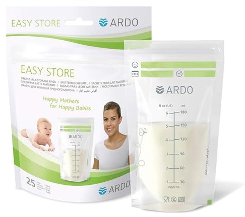 Ardo EASY STORE Muttermilchbeutel 25 Stk. - vorsterilisiert und auslaufsicher - BPA-frei - Muttermilch sicher aufbewahren und einfrieren - Beutel für Muttermilch mit Schweizer Qualitätsversprechen