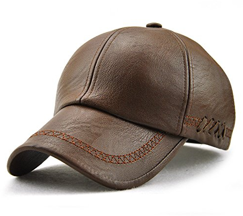 Ueither Herren PU Leder Baseballmütze Schirmmütze Kappe Herbst und Winter Baseballkappe Hut