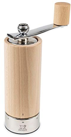 Peugeot - Isen Manual Pepper Mill with Crank Handle - Beechwood - Matt Black - 18 cm