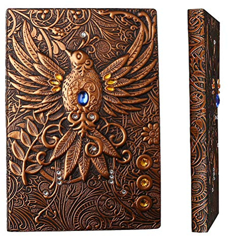 200 sidor A5 vintage läderanteckningsbok, 3D präglad fenix anteckningsbok resedagbok anteckningsbok koppar fenix anteckningsbok dagbok resedagbok för skola kontor jul födelsedagspresenter