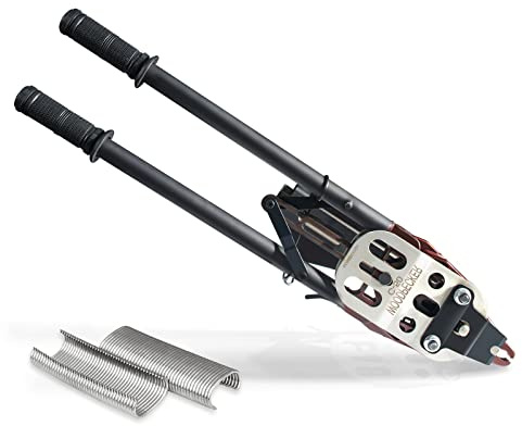 WOODPECKER C50 11 Gauge Heavy-Duty Manual Hog Ring Gun, 1-1/2 Crown, 13.5 to14 mm Closure Diameter, Snap-Ring Plier Hog Ring Tool with Auto-feed System for Gabion, Wire Cages, Fencing