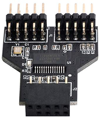 chenyang USB 2.0 Frontpanel Header 9/10 Pin 1 zu 2 HUB 9/10 Pin Mainboard Header Verlängerungsanschlussadapter