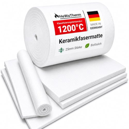 HeWaTherm Keramikfasermatte biolöslich bis 1200 Grad (25mm Stärke, 1000 x 610mm)