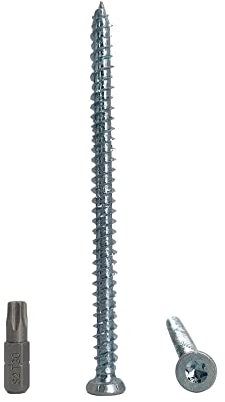 (15 Stück) Verzinkter Stahl 7,5 x 112 mm Betonrahmenschrauben Holzschrauben Torxkopf Mauerwerk Schraube Flachkopf (15, 7,5 x 112 mm)