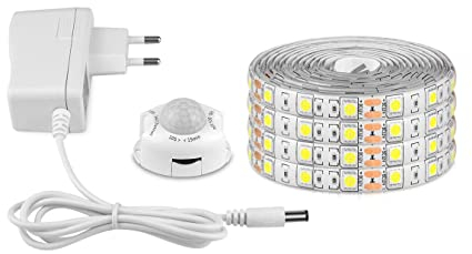 AIMENGTE LED Streifen mit Bewegungsmelder & Netzteil,Wasserdichte Hochwertige LED Leiste Bänder Beleuchtung Perfekt für Küche, unter Schrank,Treppe (1M, Warmweiß)