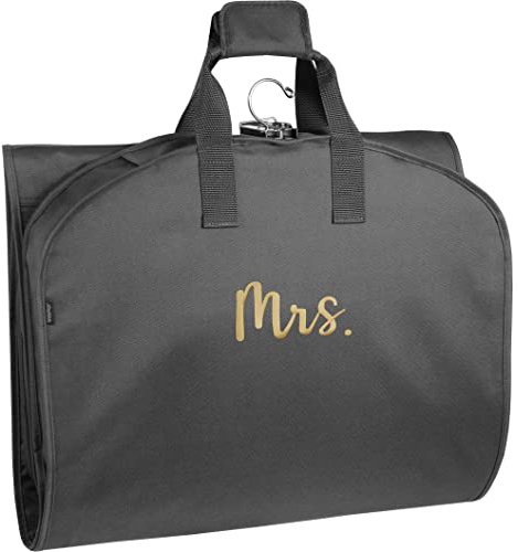 WallyBags Kleidersack, 152,4 cm, dreifach gefaltete Außentasche für Reisen, Schwarz - M1 Gold, 60-Inch, 152,4 cm große, dreifach gefaltete Premium-Reise-Kleidertasche mit Außentasche