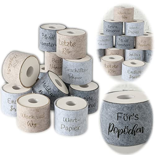 LS-LebenStil Filz Toilettenpapier Banderole fürs Popöchen Klohut Husse für Klopapier Klorollen lustige witzige Umrandung mit Spruch Slogan Geschenk Toilettenpapierrolle Deko im Bad