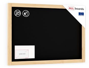 ALLboards Kreidetafel mit naturlackierten Holzrahmen - 90x60cm, Schwarz, Schreibtafel, Kreide, Wandtafel für Gastronomie, Aufhängbar, Tafel gastronomie, Kreidetafel wand