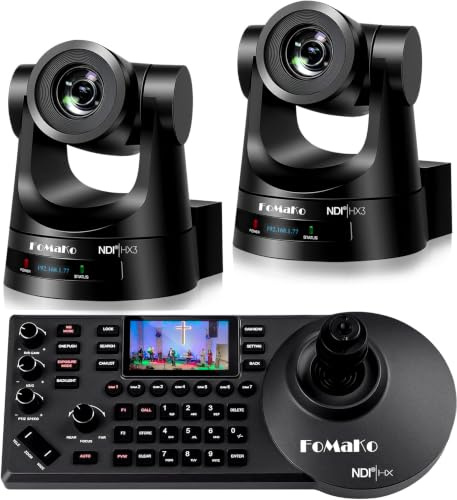 FoMaKo PTZ Set BN302, 30x Zoom NDI HX3 SDI Kamera+ NDI PTZ Controller, Live Streaming System für Kirche/Videokonferenz/Event/Bildung, PoE PTZ Kamera (KN30Ax2+KC608 Pro)