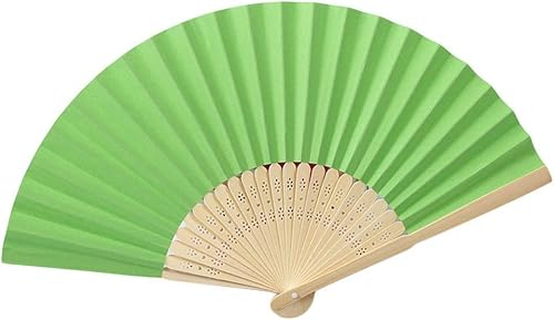 Yukiyi Light Green Hand Fans for Women Folding Hand Fans Fabric Folding Fans DIY Handmade Fans For Dancing Photo Props Wall Decoration Wedding Accessories