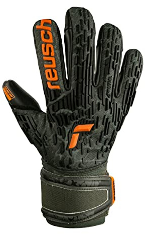 Reusch Profi Torwarthandschuhe Erwachsene | Fingerschutz | Profibelag | extremer Grip mit Latexerweiterung, für Training & Spiel, Naturrasen & Kunstrasen, Größe 7,5-12, Attrakt Duo Finger Support