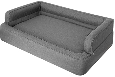 DOGGY Hundebett, Katzenbett, Hundesofa, Abnehmbar Bezug, Hundekorb, Hundekissen, Möbel für Tiere, Hundeliege, Schlafplätze, XXL: 117x79 cm, Graphit