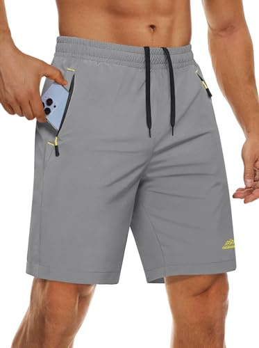 MAGCOMSEN Quick Dry Shorts Mens Hiking Shorts Summer Outdoor Shorts Lightweight Stretch Tracksuit Shorts Light Grey, 38