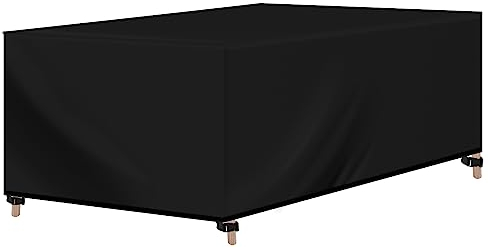 WOLTU Abdeckung für Gartenmöbel, Rechteckig 200x165x80 cm, Abdeckhaube aus 420D Oxford Gewebe, Wasserdicht Abdeckplane UV-Beständig, Schutzhülle Plane für Möbelsets Gartentisch Sitzgruppe,Schwarz