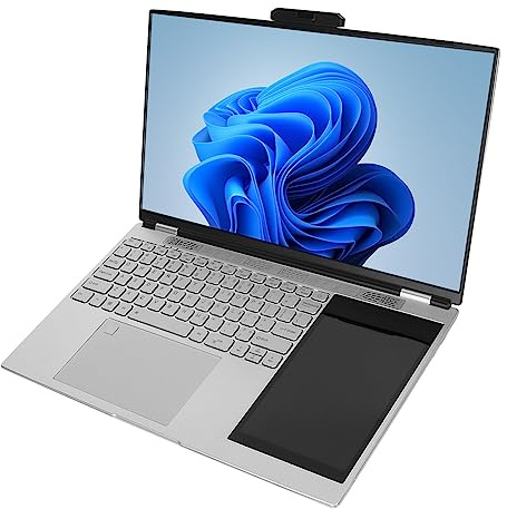 Yunseity Ordinateur Portable Double écran 15,6 Pouces 7 Pouces, pour Processeur N5105 Quad Core, Clavier rétroéclairé Couleur, Plug and Play Magnétique Webcam Notebook PC (16 Go + 1