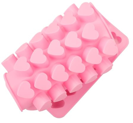 Luckious Heart Shaped Silicone Mould - 55-Cavity Sweet Mould for DIY Baking, Cake, Chocolate, Jelly, Soap, and Wax Melts (Pink)