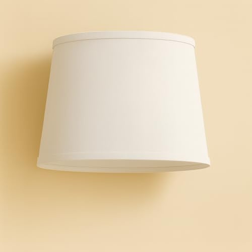 30 cm Lampenschirm, Baumwollstoff mit weißer PVC-Rückseite, handgefertigtes Produkt, für Tischlampe, Stehlampe (Weiß)