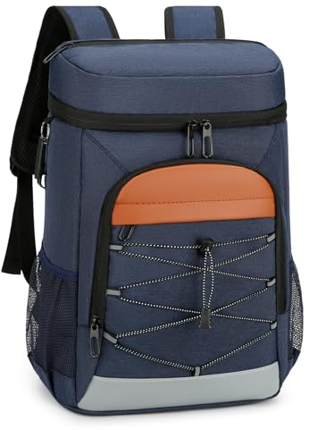 Droombouw 28L Picknickrucksäcke Kühlrucksack Ultraleicht Isolierte Cooler Bag Groß Wasserdichter Rucksack mit Flaschenöffner für Picknick Camping Strand Wandern Reisen Einkaufen Blau-2