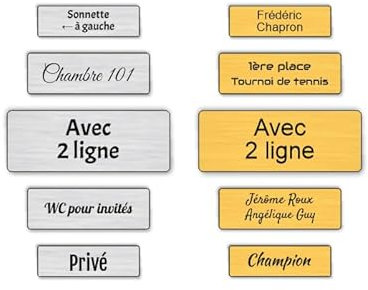 Plaque boite aux lettres, étiquettes de porte personnalisables, enseigne autocollante nom personnaliser - avec 2 ligne - argent/or - Différentes tailles au choix - plaquette de sonnette -