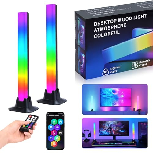 Smart LED Light Bars, Led TV Retroilluminazione Intelligente, Lampada RGB Torre di Illuminazione, Intelligente Arcobaleno con APP e Telecomando per PC, TV, Sala Giochi e Case Copmuter (32CM180°)