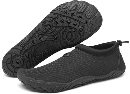 Mishansha Womens Mens Water Shoes Wide Toe Box Swim Beach Barefoot Shoes Quick Dry Non Slip Lividity Black 13.5 Women/11.5 Men
