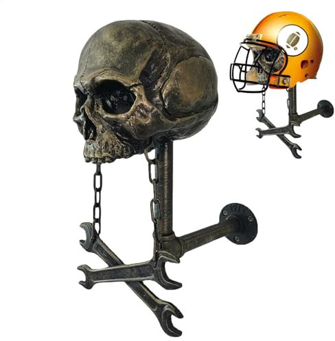 Motorradhelm-Wandhalterung in Totenkopf-Form - | Totenkopf-Helmhalter Wandhalterung Motorrad Helmständer - Totenkopf-Design Ständer Halter und Wandregal für Motorrad &
