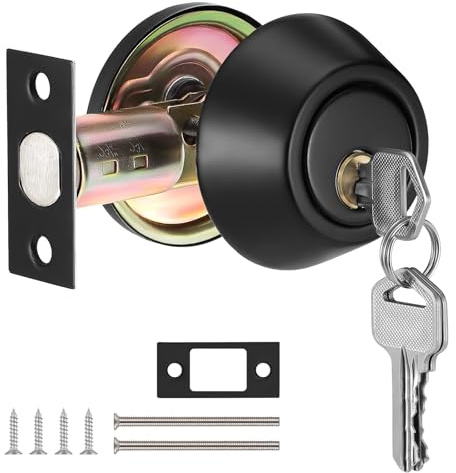 Juego de Cerradura de Seguridad Coolty, Cerradura de Seguridad de Cilindro Único con Llave para Puerta de Entrada (Negro)