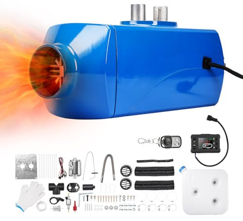 HALOYWB Chauffage Diesel 12 V 5 KW, Chauffage à air Diesel à Trou Unique avec écran LCD Intelligent pour Garage, Camping-Car, Camping-Car, Camion, remorque, Bateau (Bleu)