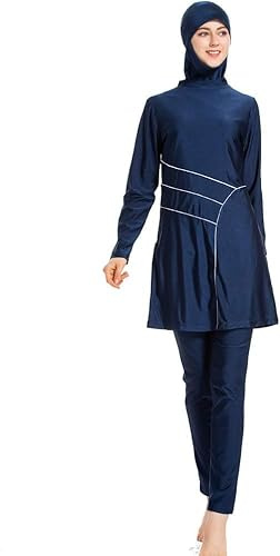 SUYUKU Muslimischer Badeanzug für Damen 3-teilige Muslimische Bademode Hijab Anzug Frauen islamischer Badeanzug Langarm Schwimmen Burkini Kostüm UV-Schutz Bademode Anzug S - 6XL