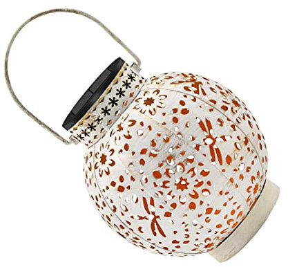 DOITOOL Solar Lanterns for Garden Handheld Decorative Outdoor Light Carved Design Energy-Saving and Safe for Power Outages