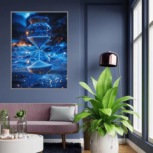 Diamond Painting Sanduhr Diamond Painting Erwachsene Blau 5D Basteln Kinder Mädchen Geschenke 7 8 9 10 jahre, DIY Diamant Bilder Bastelset Erwachsene für Deko Wohnzimmer Home Geschenke 30x40cm, A-216