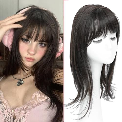 gulagula Hair Topper 18 inch Hair Topper with Bangs 4×5 Base Hairpieces for Women with Thinning hair